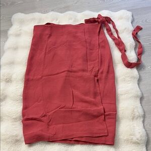 Reformation Like New Sustainable Teracotta Pink Midi Tie Wrap Skirt Size Small